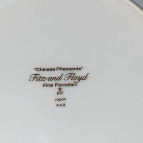 6 Pcs Fitz&Floyd Chinese Pheasant Plate& Mug 14K Trim Black Olive Made In Japan - Picture 7 of 10